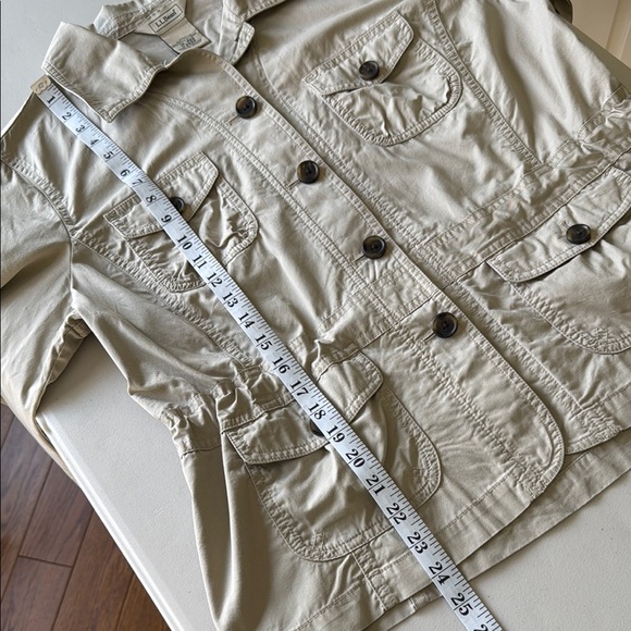 L.L. Bean Tan Utility Jacket Buttoned Cinched Waist Relaxed Fit Cotton Sz 16 - Picture 12 of 16